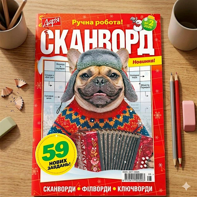Сборник Сканворды Дарья 68 стр.№02/2026 Украинский язык - Фото 1 Сборник Сканворды Дарья 68 стр.№02/2026 Украинский язык - изображение 1