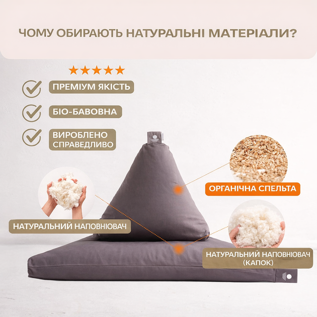 Набор для медитации Inner Peace: треугольная подушка + забутон, органический хлопок, Oeko-Tex Standard 100, - изображение 11