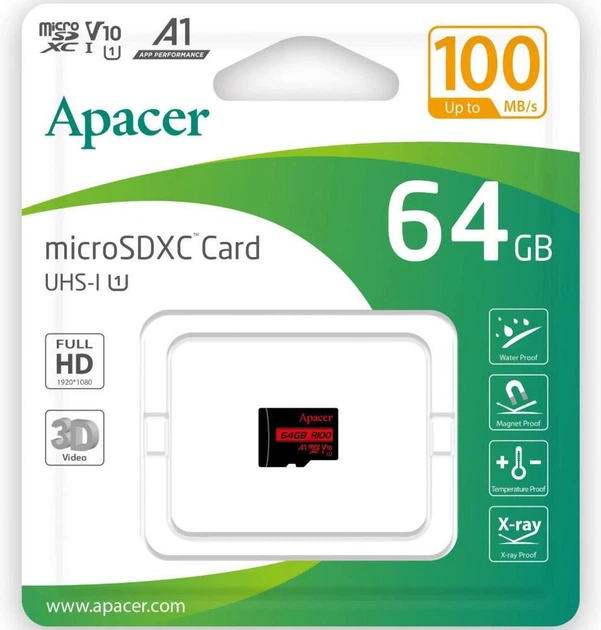 MicroSDXC Apacer 64 GB MicroSDHC UHS-I Class 10 (AP64GMCSX10UB-RA) - изображение 2