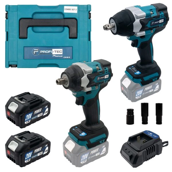 Акумуляторний набір інструментів PROFI-TEC Combo Set 2/4 POWERLine (DTW500BL, DTW800BL) (2×PT2040MP (4.0 Аг), зарядний пристрій) - Фото 1 Акумуляторний набір інструментів PROFI-TEC Combo Set 2/4 POWERLine (DTW500BL, DTW800BL) (2×PT2040MP (4.0 Аг), зарядний пристрій) - изображение 1