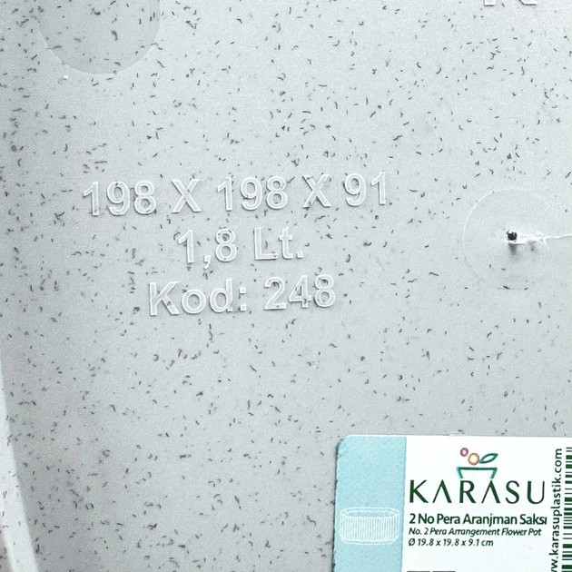 Вазон квадратный 1,8 л серый гранит KRS-248 Karasu - изображение 3