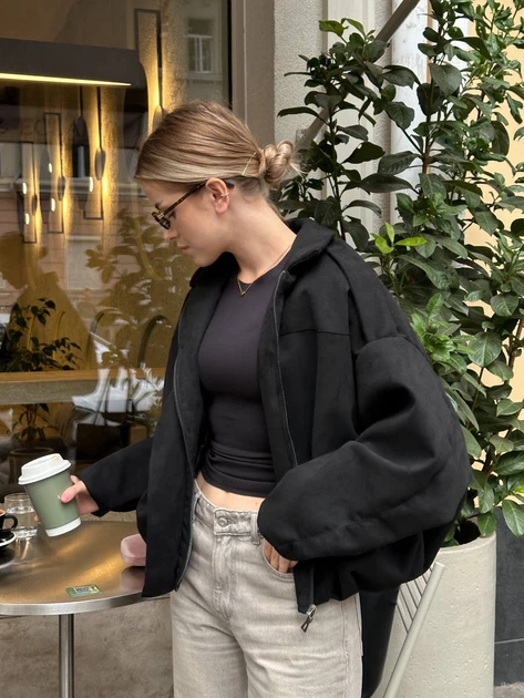 Жіноча вітровка в стилі Zara чорний S-L 1457/31 - Фото 3 Жіноча вітровка в стилі Zara чорний S-L 1457/31 - изображение 3