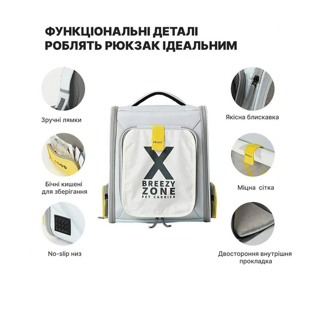 Рюкзак-перенесення для котів PETKIT Breezy Zone 35 x 27 x 43 см - зображення 5