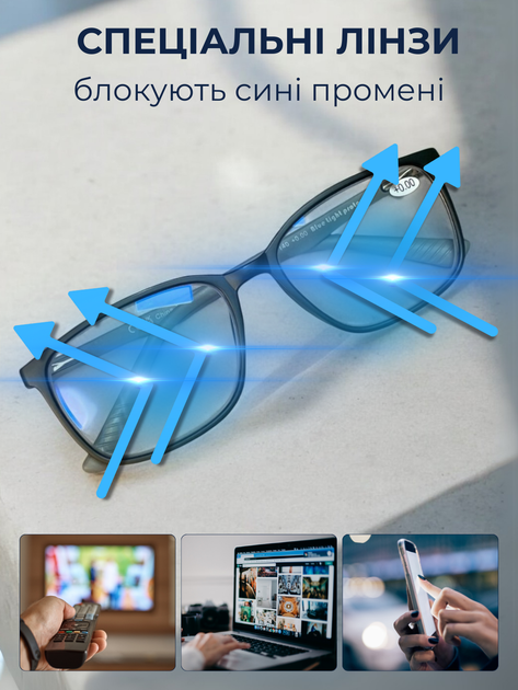 Очки компьютерные для телевизора защиты от излучения боли в глазах работы за пк компьютером монитором защитные взрослые мужские женские антибликовые антикомпьютерные готовые anti blue blocker ray круглые гибкие без диоптрий АНPCG0 Hechpro + чехол - изображение 2