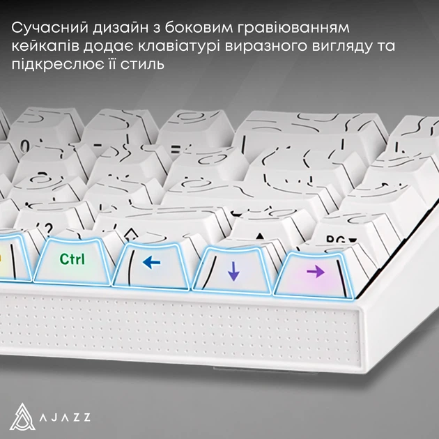 Клавіатура Ajazz NK68 Red Switch White USB-C (NK68-R-S-W) - Фото 14 Клавіатура Ajazz NK68 Red Switch White USB-C (NK68-R-S-W) - зображення 14