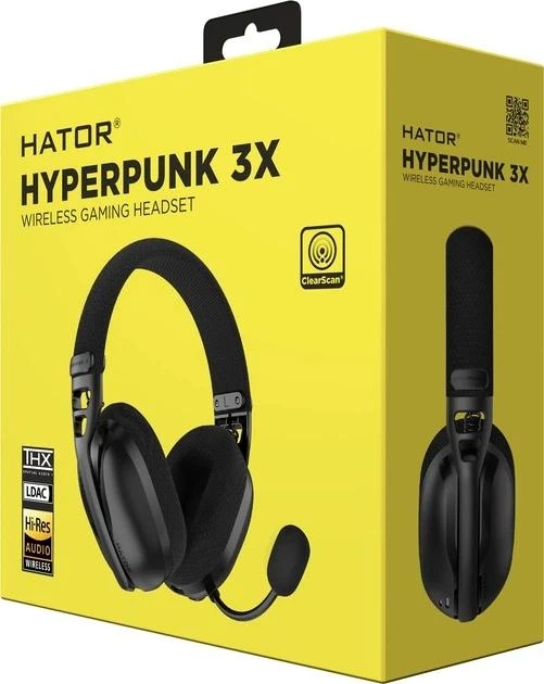 Геймерські навушники накладні з комбінованим підключенням Hator Hyperpunk 3X Wireless Black (ESH14), Bluetooth + 2.4G + 3.5 мм, з мікрофоном, регульоване наголов’я, чорні - Фото 4 Геймерські навушники накладні з комбінованим підключенням Hator Hyperpunk 3X Wireless Black (ESH14), Bluetooth + 2.4G + 3.5 мм, з мікрофоном, регульоване наголов’я, чорні - зображення 4