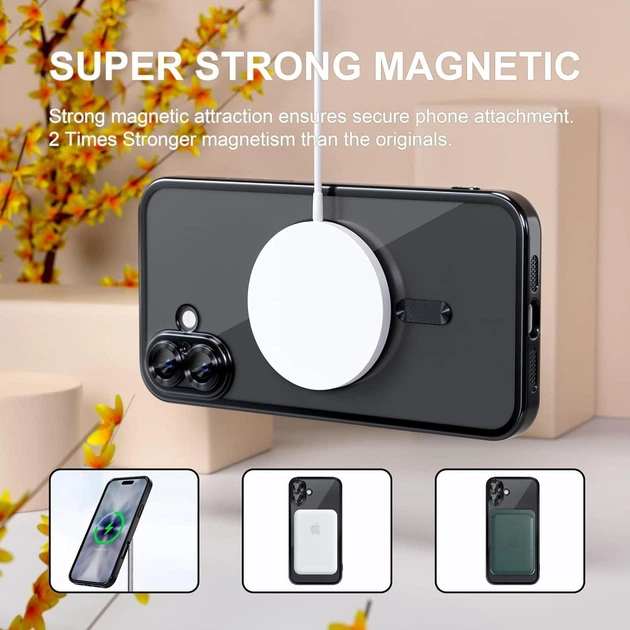 Чохол Wave Premium Metal Shining case with MagSafe (TPU) для Apple iPhone 17 6.3" Black - изображение 3