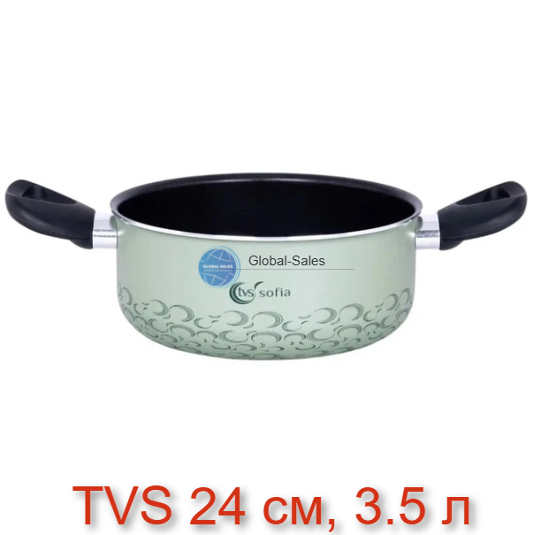 Каструля без кришки TVS Sofia 24 см, зелена - Фото 1 Каструля без кришки TVS Sofia 24 см, зелена - изображение 1