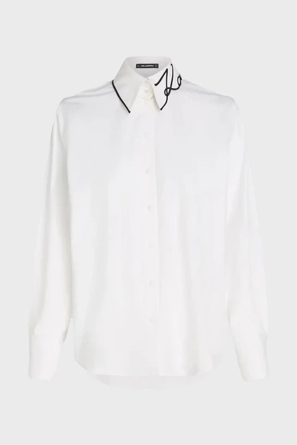 Жіноча біла сорочка SIGNATURE Karl Lagerfeld 42 246W1603 - изображение 5