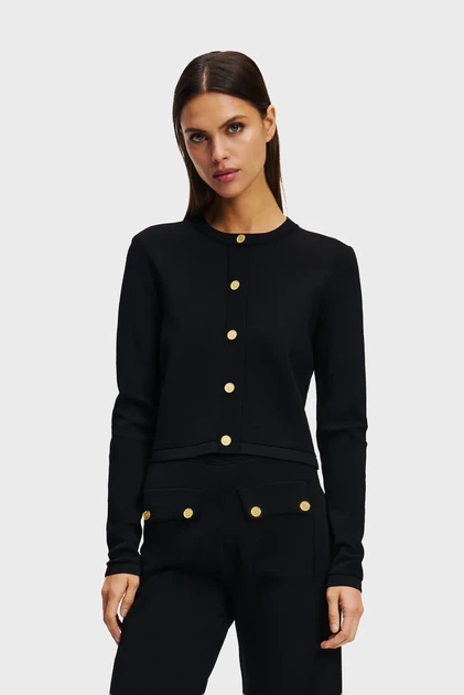Жіноча чорний кардиган BUTTON CARDIGAN Karl Lagerfeld M A2W18028 - Фото 1 Жіноча чорний кардиган BUTTON CARDIGAN Karl Lagerfeld M A2W18028 - изображение 1