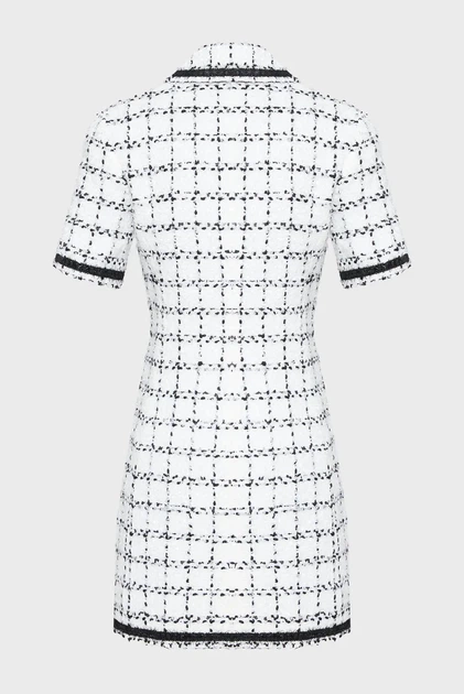 Жіноча біла твідова картата сукня Karl Lagerfeld 38 A3W13031 - изображение 2