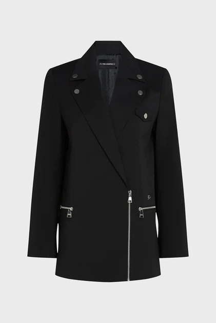 Жіночий чорний жакет BIKER BLAZER Karl Lagerfeld 40 A3W14044 - изображение 5