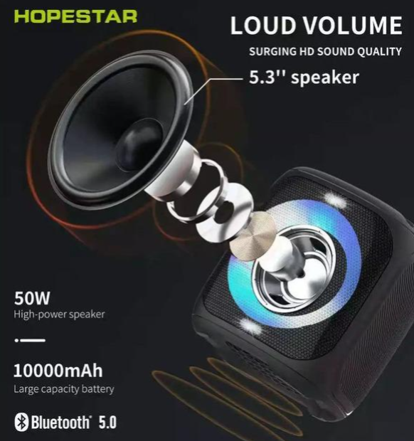Колонка Bluetooth HOPESTAR PARTY ONE з двома мікрофонами - зображення 6