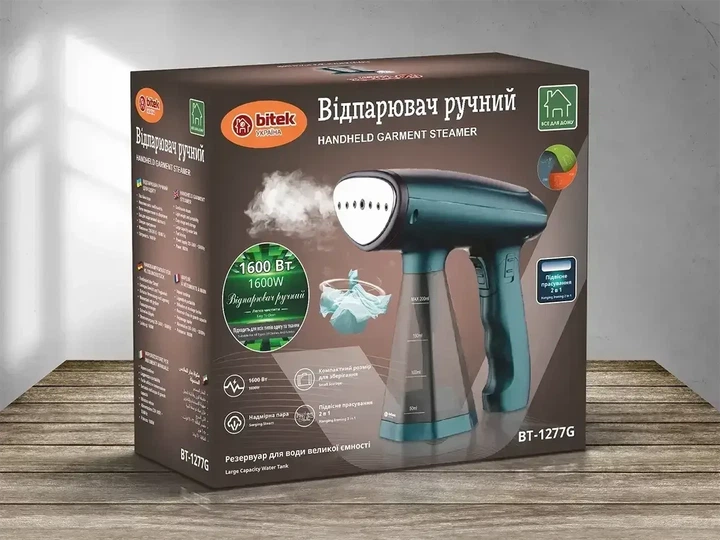 Ручний відпарювач для одягу Bitek BT-1277G 200 мл 1600Вт Парогенератор для глажки одягу Зелений - изображение 4