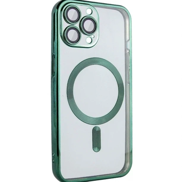 Чохол TPU Metallic Full Camera з MagSafe для iPhone 13 Pro Max захисний зелений із посиленими кутами - зображення 7