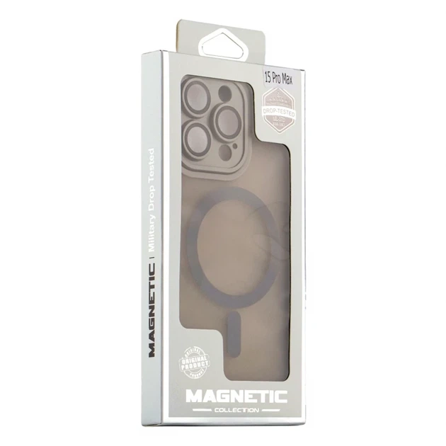Чехол TPU+PC Magnetic Matte для iPhone 15 Pro Max с MagSafe защита камеры серый - изображение 2