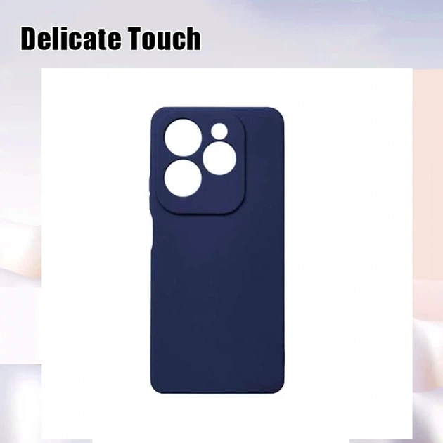 Чехол силиконовый Full Camera для Tecno Spark 20 Pro KJ6 с микрофиброй внутри защитный темно-синий - изображение 6