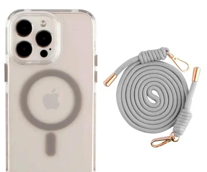 Чехол TPU+PC LanyardCase с MagSafe для iPhone 13 Pro противоударный серый Titanium grey - Фото 3 Чехол TPU+PC LanyardCase с MagSafe для iPhone 13 Pro противоударный серый Titanium grey - зображення 3