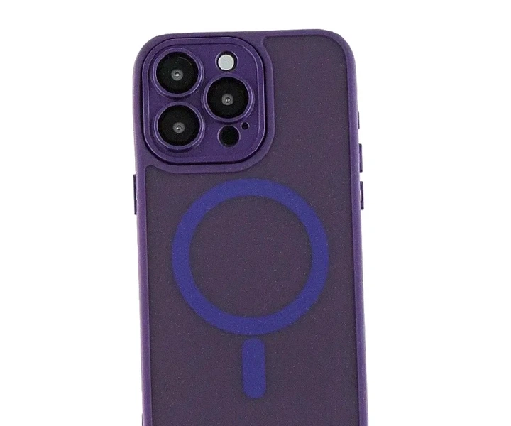 Чехол TPU PC Magnetic Matte для iPhone 13 Pro Max с MagSafe защита камеры темно-фиолетовый - зображення 4