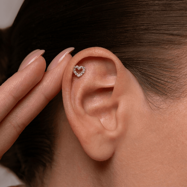 Серьга для хеликса из красного золота Золотое сердце (з40104) - Фото 2 Серьга для хеликса из красного золота Золотое сердце (з40104) - изображение 2