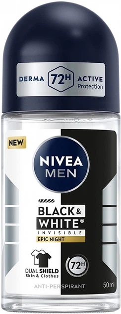 Антиперспірант роликовий Nivea Men Black & White Epic Night 50 мл (5900017107950) - Фото 1 Антиперспірант роликовий Nivea Men Black & White Epic Night 50 мл (5900017107950) - зображення 1