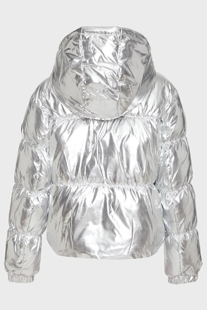 Жіноча срібляста куртка HOODED HIGH SHINE DOWN JACKET Michael Kors S 77B6594M42 - зображення 2