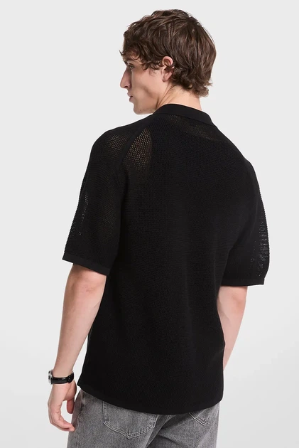 Чоловіча чорна сорочка CAMP COLLAR MESH SHIRT Michael Kors L CS560FPFE5 - Фото 4 Чоловіча чорна сорочка CAMP COLLAR MESH SHIRT Michael Kors L CS560FPFE5 - зображення 4