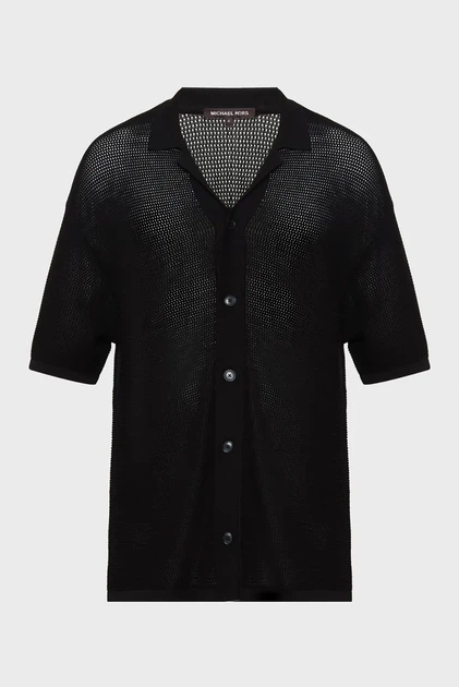 Чоловіча чорна сорочка CAMP COLLAR MESH SHIRT Michael Kors L CS560FPFE5 - Фото 7 Чоловіча чорна сорочка CAMP COLLAR MESH SHIRT Michael Kors L CS560FPFE5 - зображення 7