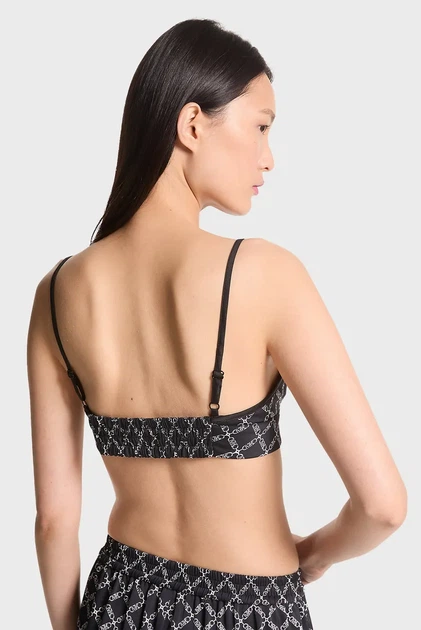 Чорний жіночий топ з візерунком EMPIRE LOGO TOP TRUE CROP Michael Kors 10 MS440G0E74 - Фото 2 Чорний жіночий топ з візерунком EMPIRE LOGO TOP TRUE CROP Michael Kors 10 MS440G0E74 - зображення 2