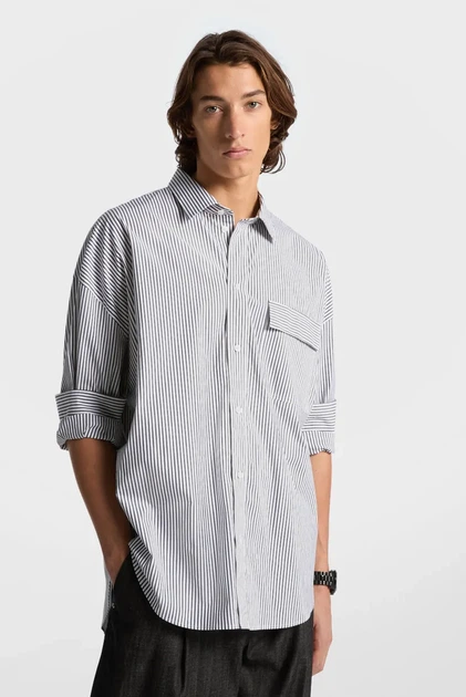 Сорочка у смужку STRIPE POPLIN (унісекс) Michael Kors L UR540A4GRM - зображення 4