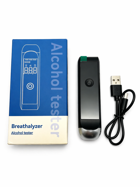 Алкотестер безконтактний цифровий Breathalyzer Alcohol Tester з дисплеєм, Type-C, 200 mAh - зображення 2