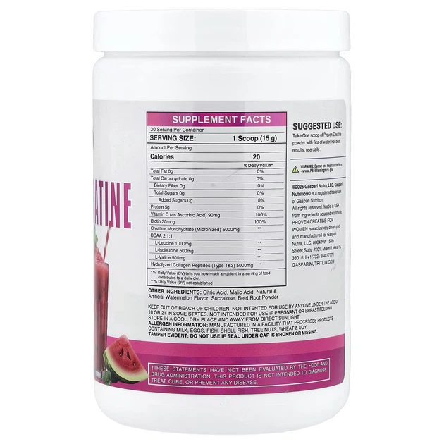 Креатин для женщин Gaspari Nutrition Proven Creatine For Women 450 g (Watermelon) - изображение 2
