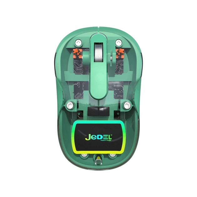 Беспроводная мышь Jedel WD141, BT5.0, 2.4G, 800-1600DPI, 300mAh, transparent-green - изображение 2