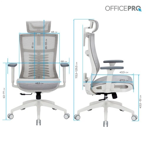 Офісне крісло OfficePro Balance OC620-W-LG-LG (OC620-W-LG-LG) OfficePro OC620-W-LG-LG 1039517 - зображення 10