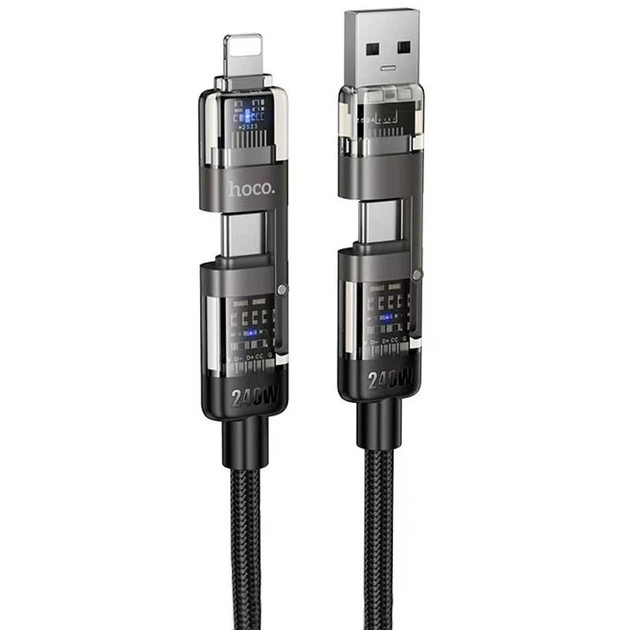 Кабель Hoco U151 Goldsmith 4in1 Type-C to USB/Type-C to Lightning 240W (1.2m) - Фото 1 Кабель Hoco U151 Goldsmith 4in1 Type-C to USB/Type-C to Lightning 240W (1.2m) - зображення 1