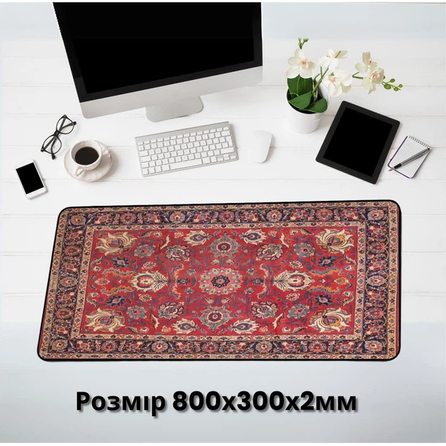 Игровой коврик для мыши 300×800×2 мм в ретро персидском стиле, разноцветный, с резиновой основой для ПК и ноутбука - изображение 5