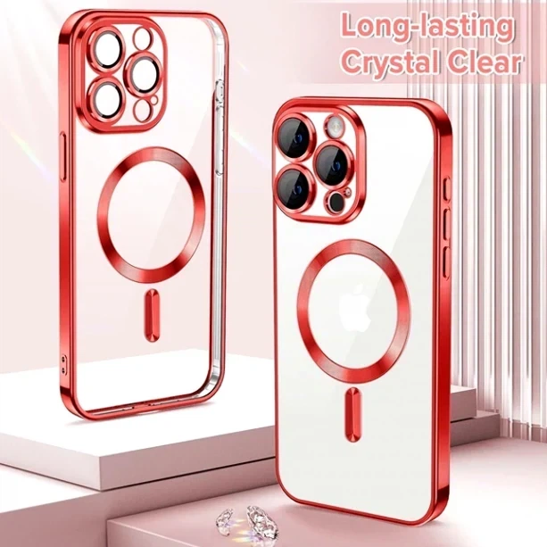 Чехол TPU Metallic Full Camera с MagSafe для iPhone 12 Pro защитный красный - зображення 4