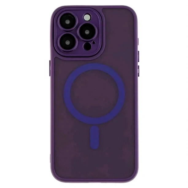 Чехол TPU PC Magnetic Matte для iPhone 13 Pro Max с MagSafe защита камеры темно-фиолетовый - зображення 3