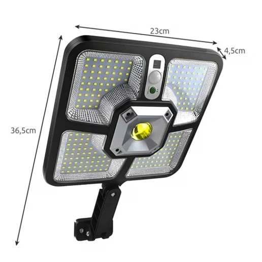 Сонячний вуличний ліхтар 220 LED 8 Вт 36,5х23 см з датчиком руху та пультом дистанційного керування чорний - зображення 4