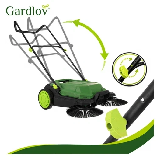 Ручная подметальная машина 680 мм 24 л для уборки листьев Nexo Gardlov 3 щетки черно-зеленая - Фото 3 Ручная подметальная машина 680 мм 24 л для уборки листьев Nexo Gardlov 3 щетки черно-зеленая - изображение 3