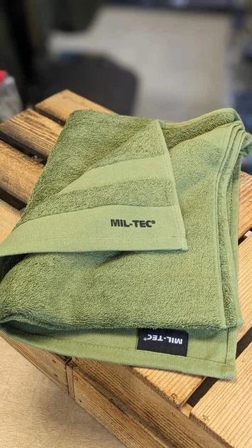 Рушник бавовняний дорожній Mil-Tec 110х50см OLIVE - Фото 2 Рушник бавовняний дорожній Mil-Tec 110х50см OLIVE - изображение 2