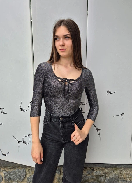 Боди женский с серебристой нитью Tally Weijl Черный 13598 XS (укр 40-42) - изображение 7