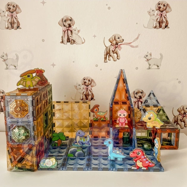Klocki magnetyczne Woopie 3D Park dinozaurow świecące 124 elementy 55921 (5906280655921) - obraz 5