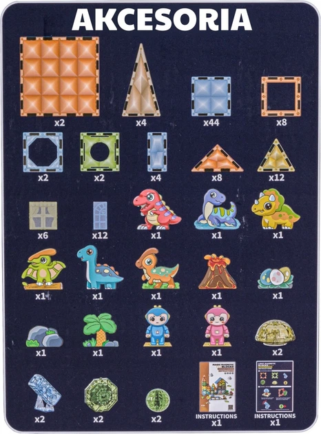 Klocki magnetyczne Woopie 3D Park dinozaurow świecące 124 elementy 55921 (5906280655921) - obraz 10