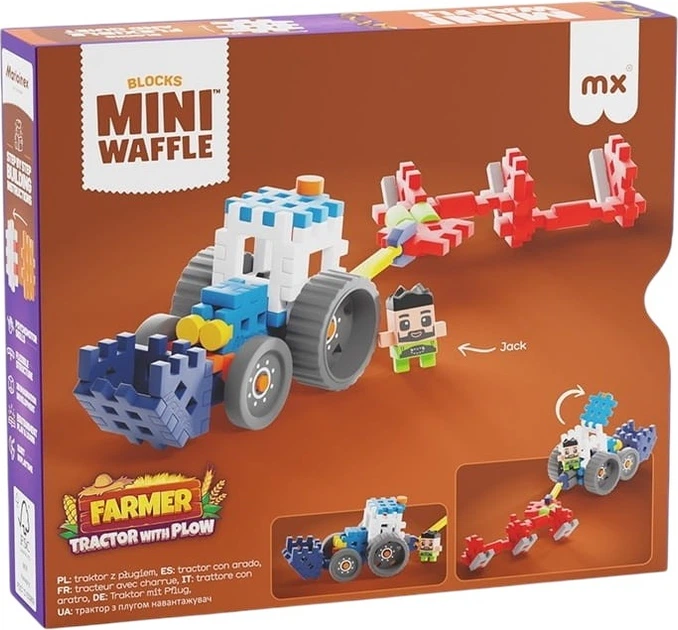 Конструктор Marioinex Mini Waffle Farmer: Трактор з плугом і Джеком 50 елементів 720687 (5903033907504) - зображення 2