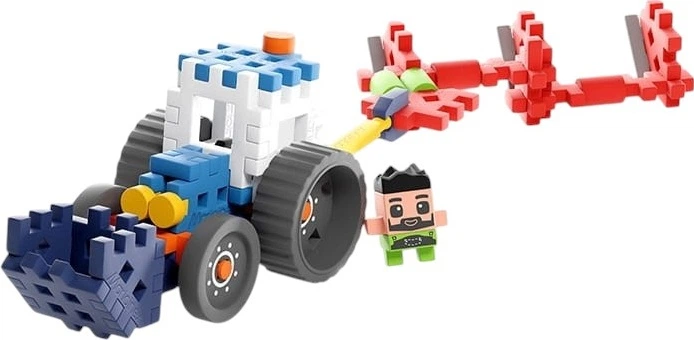 Конструктор Marioinex Mini Waffle Farmer: Трактор з плугом і Джеком 50 елементів 720687 (5903033907504) - зображення 6