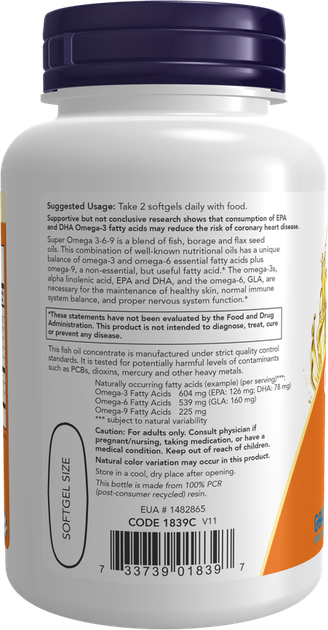 Suplement diety Now Foods Super Omega 3-6-9 90 kapsułek (733739018397) - obraz 3