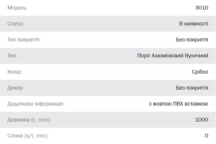 Порог Алюминиевый AVATAS Уличный 81х19 L-образный 1000 мм Без покрытия Серебристый с желтой ПВХ-вставкой 3010 (fa0036652_avatas) - изображение 3