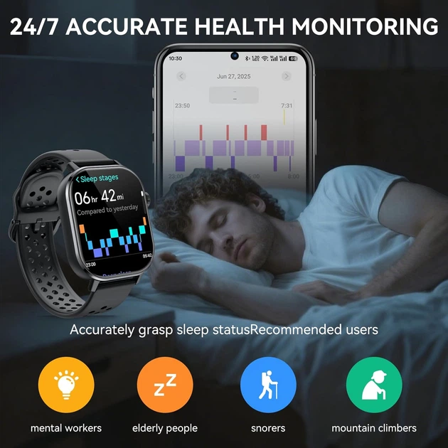 Смарт-годинник Donerton P131 з GPS, 2.06" AMOLED дисплеєм та захистом 5ATM (Black) - зображення 8