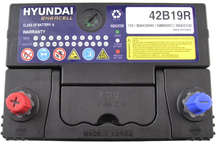 Автомобильный аккумулятор Hyundai Enercell Japan 38Ah Тонкая клема ...